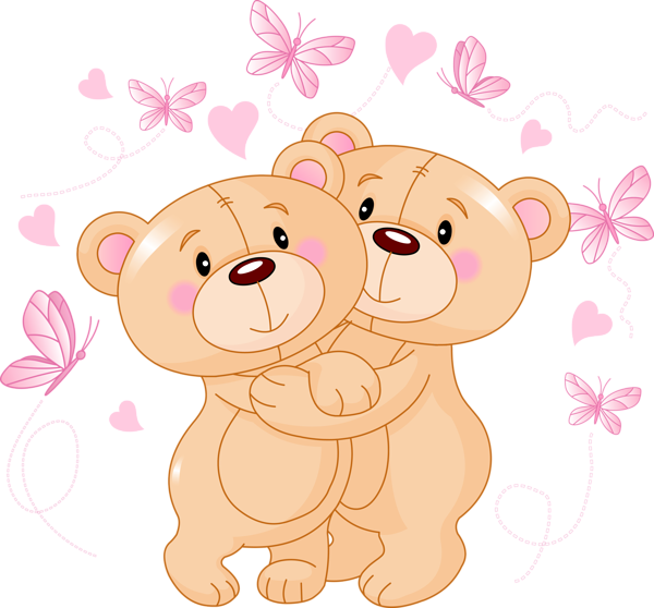 This png image - Valentine Teddy Bears with Butterflies PNG Clipart Picture, is available for free download