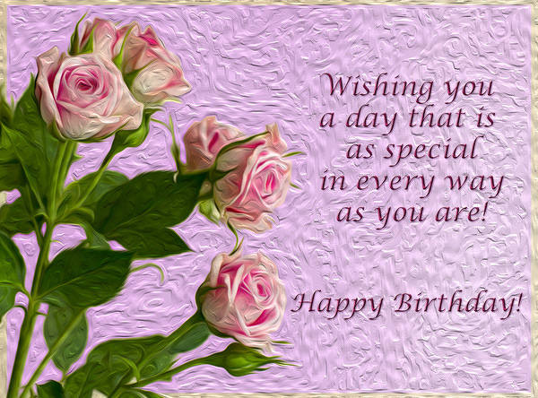This jpeg image - Happy Birthday Pink Card with Roses, is available for free download