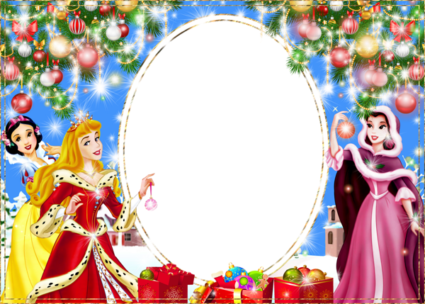 This png image - Christmas PNG Kids Photo Frame with Princesses, is available for free download