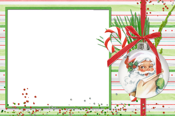 This png image - Christmas PNG Photo Frame with Santa and Candy Cane, is available for free download