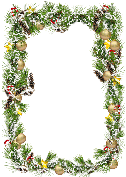 Christmas Transparent PNG Photo Frame with Christmas Balls and Pine