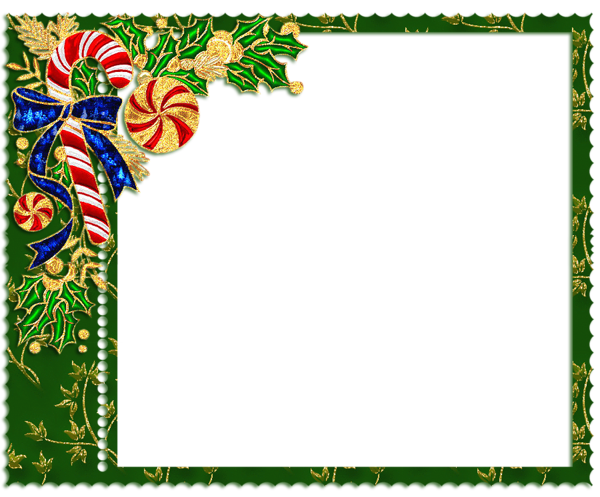 This png image - Green PNG Christmas Frame with Candy Cane, is available for free download