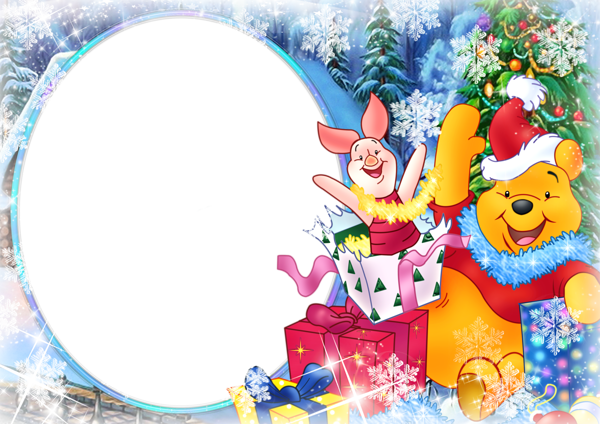 Large Christmas Kids Frame with Winnie the Pooh | Gallery Yopriceville