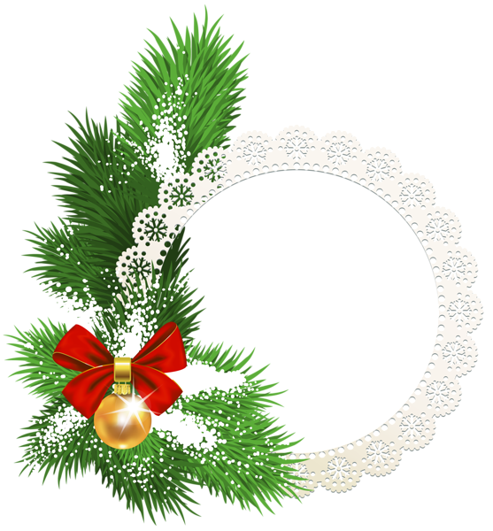 This png image - Large Transparent White Round Christmas Photo Frame with Blue Candles and Christmas Balls, is available for free download