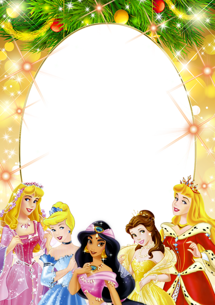 This png image - Transparent Kids PNG Frame with Christmas Princesses, is available for free download