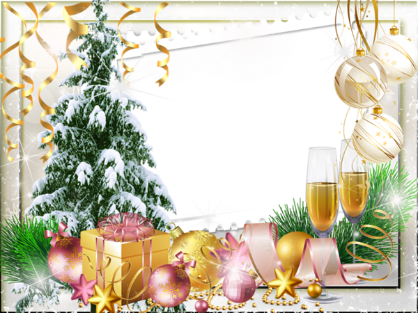 This png image - White Christmas Photo Frame with Gifts, is available for free download