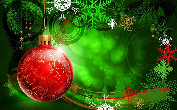 This jpeg image - red-christmas-ball-on-green, is available for free download