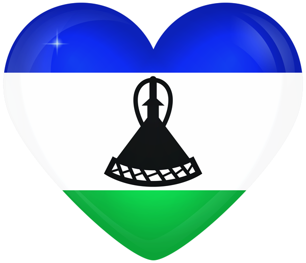 This png image - Lesotho Large Heart Flag, is available for free download