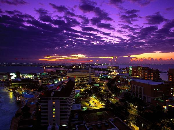 This jpeg image - Cancun at twilight Mexico, is available for free download