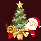 Animated Santa Claus Christmas Tree and Reindeer