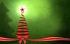 Christmas Red Tree Green Background