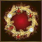 Dark Red Christmas Background with Gold Wreath