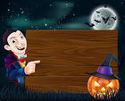Halloween Background with Vampire
