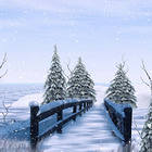 Winter Background with Bridge
