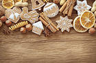 Wooden Background with Christmas Cookies
