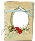 Transparent Paper Photo Frame with Red Roses and Blue Ribbon