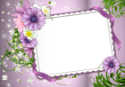 Violet Transparent PNG Photo Frame with Flowers