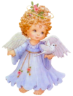 Cute Angel with Dove Free PNG Clipart Picture