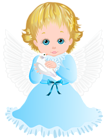 Cute Angel with White Dove Transparent PNG Clip Art Image