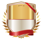 Golden Label with Gold Ribbon PNG Clipart Image