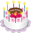 Cake with Candles Happy Birthday Art PNG Picture