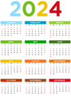 2024 Calendar Colorful Transparent Image