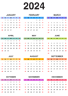 2024 Colorful Calendar Transparent Clipart