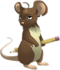 Brown Mouse with Pencil Cartoon Clipart