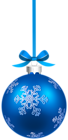 Blue Christmas Hanging Ball with Snowflakes PNG Clipart Image