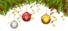 Christmas Balls with Pine Branch Decoration PNG Clip Art Image