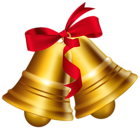 Christmas Bells with Bow PNG Clip Art Image