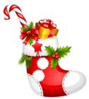 Christmas Stocking with Candy Cane PNG Picture