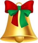 Golden Bell with Bow Christmas PNG Clipart