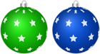 Starry Christmas Balls Green Blue PNG Clipart