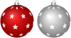 Starry Christmas Balls Red Silver PNG Clipart