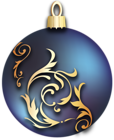 Transparent Blue Christmas Ball with Gold Ornaments Clipart