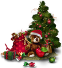 Transparent Christmas Tree with Teddy Bear PNG Clipart
