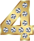 Four Gold Number PNG Clip Art Image