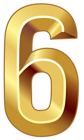 Gold Number Six PNG Clipart Image