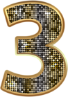 Number Three Deco Gold PNG Clip Art Image