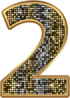 Number Two Deco Gold PNG Clip Art Image