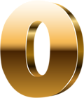 Number Zero 3D Gold PNG Clip Art Image