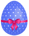 Blue Dotted Easter Egg with Pink Bow PNG Clipart