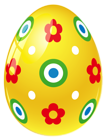 Yellow Easter Egg with Flowers PNG Picture