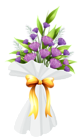 Purple Flowers Bouquet PNG Clipart Image