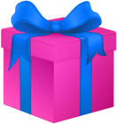 Gift Box Pink with Blue Bow PNG Clipart