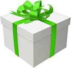 Gift Box with Green Bow PNG Clip Art Image