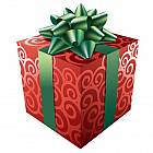 Red Gift with Green Ribbon Clipart