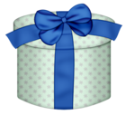 White Round Gift Box with Yellow Bow PNG Clipart