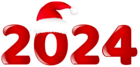 2024 with Christmas Hat PNG Clipart